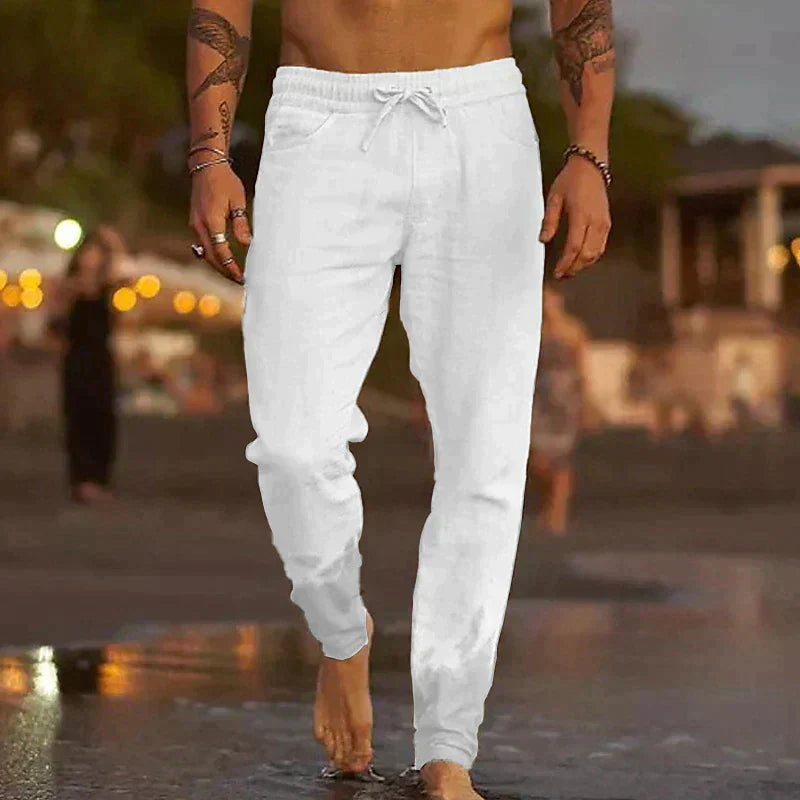 Homme Pantalon Slim avec Cordon de Serrage et Taille Élastique
