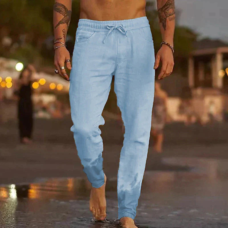 Homme Pantalon Slim avec Cordon de Serrage et Taille Élastique