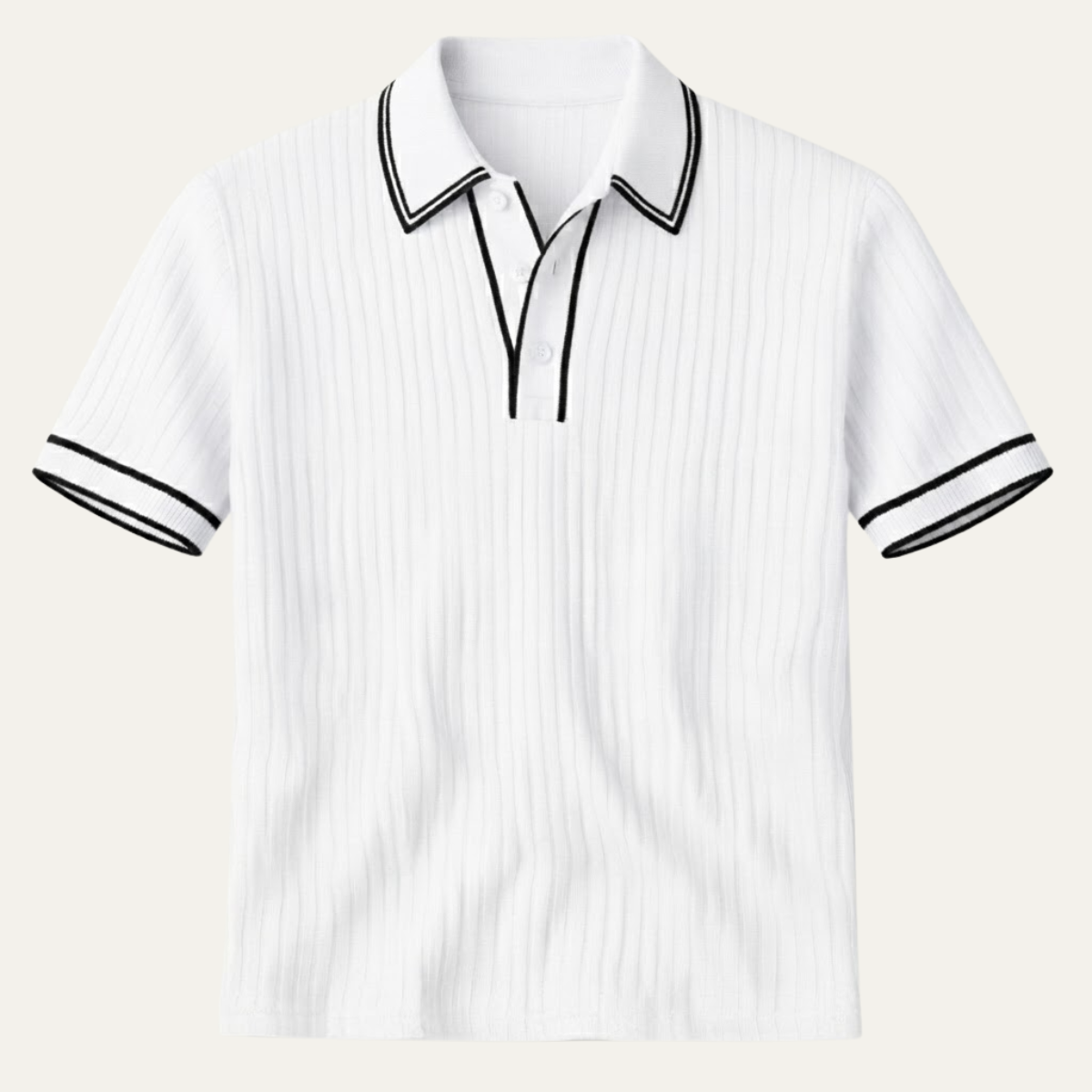 Homme Polo Manches Courtes à Texture Côtelée et Col Structuré