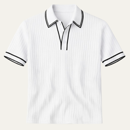 Homme Polo Manches Courtes à Texture Côtelée et Col Structuré