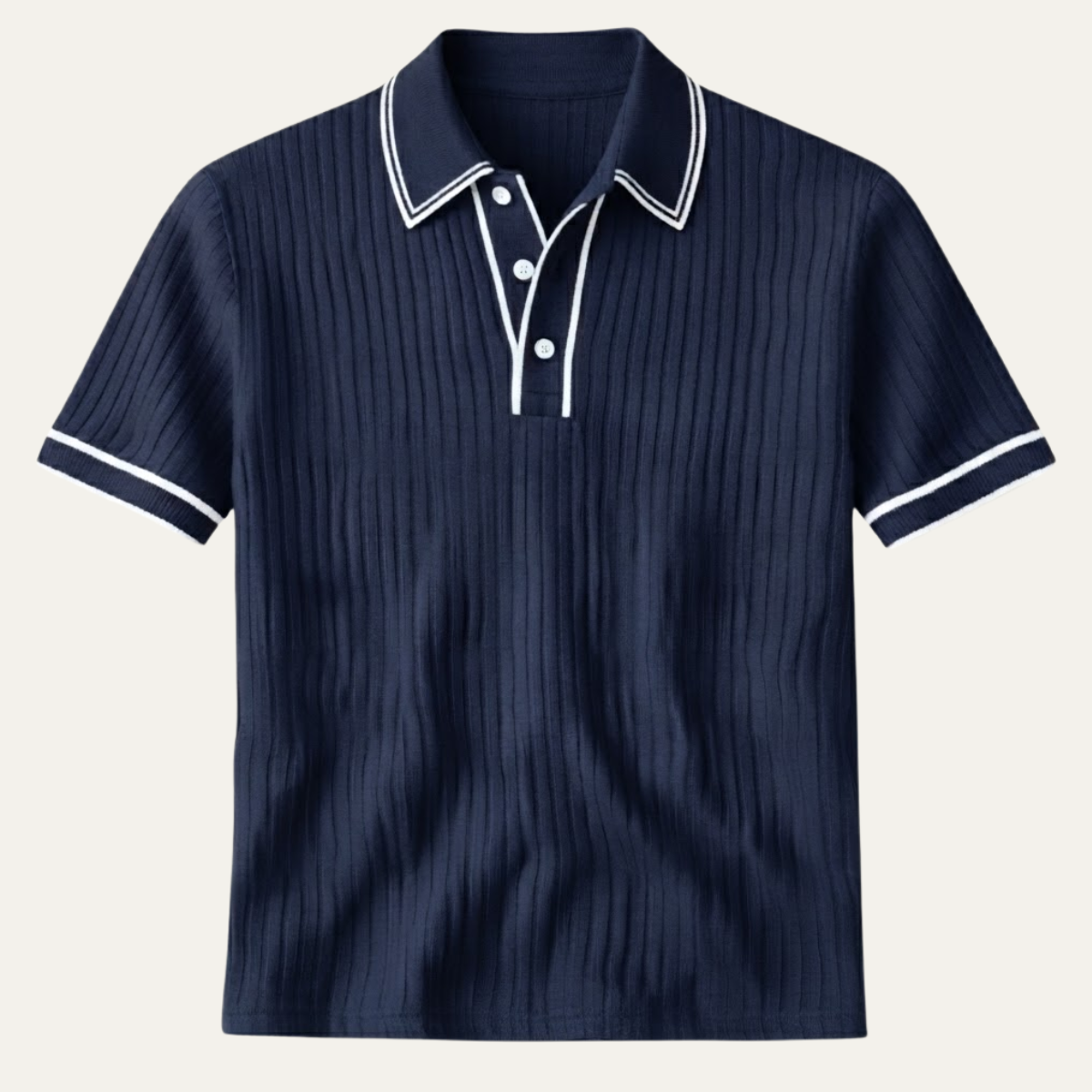 Homme Polo Manches Courtes à Texture Côtelée et Col Structuré