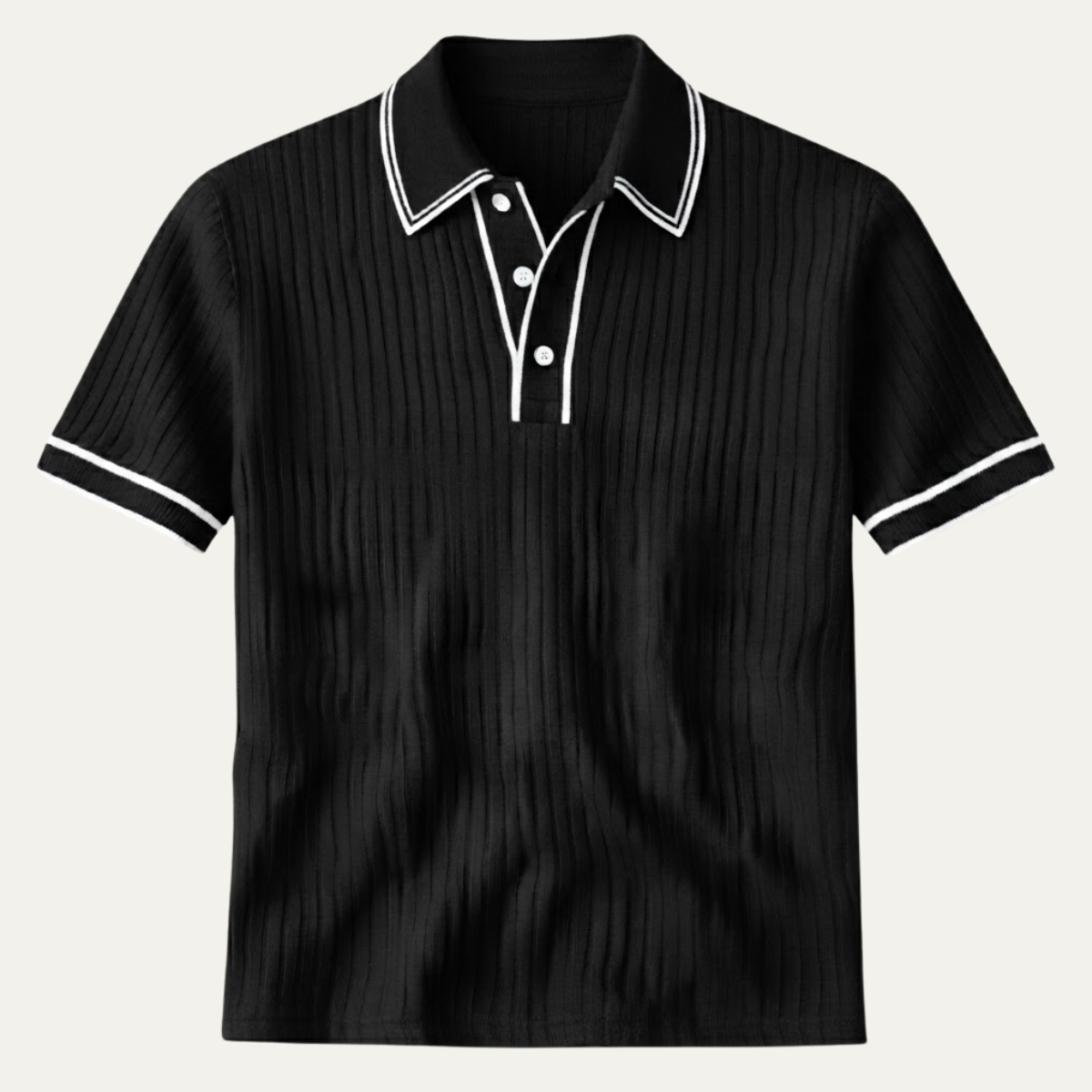 Homme Polo Manches Courtes à Texture Côtelée et Col Structuré