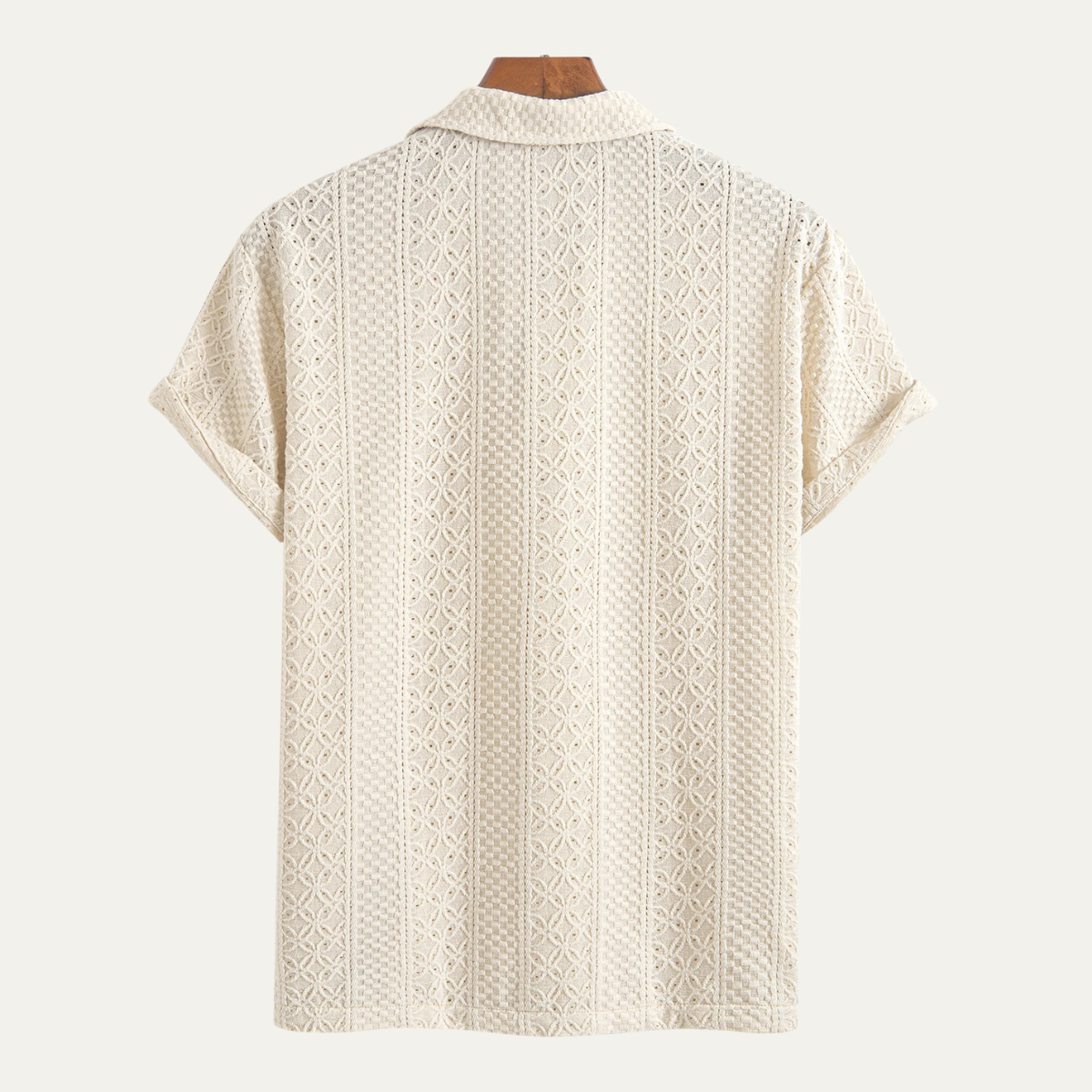 Homme Polo Manches Courtes à Texture Jacquard et Col Classique