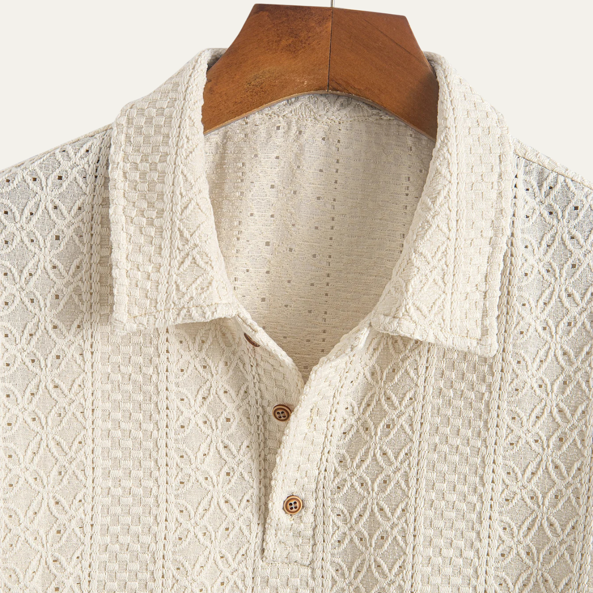 Homme Polo Manches Courtes à Texture Jacquard et Col Classique