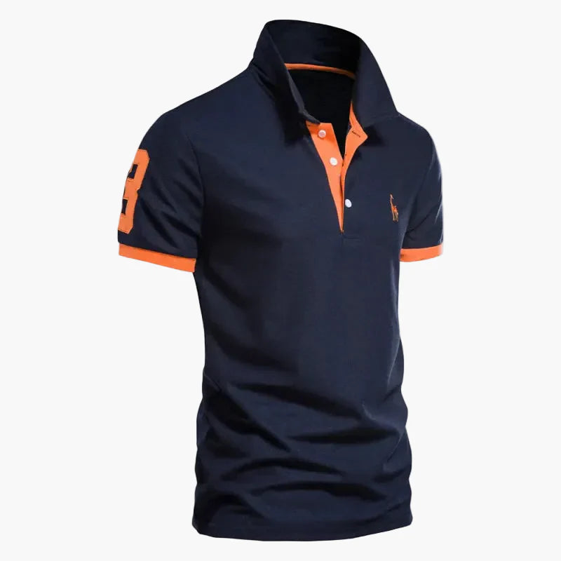 Homme Polo Manches Courtes avec Col Classique et Détails Contrastés