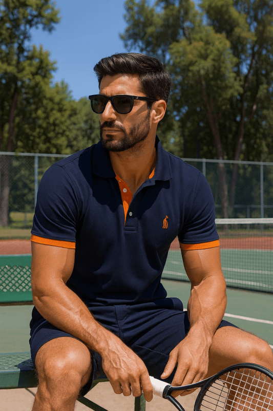 Homme Polo Manches Courtes avec Col Classique et Détails Contrastés