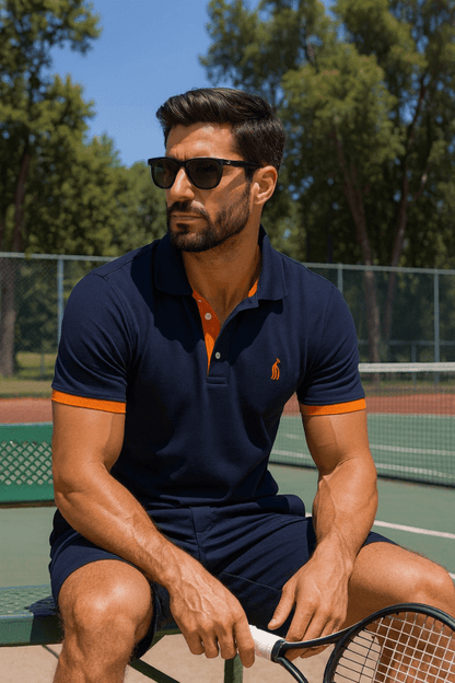 Homme Polo Manches Courtes avec Col Classique et Détails Contrastés