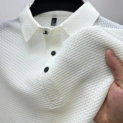 Homme Polo Manches Courtes avec Col Classique et Texture Structurée