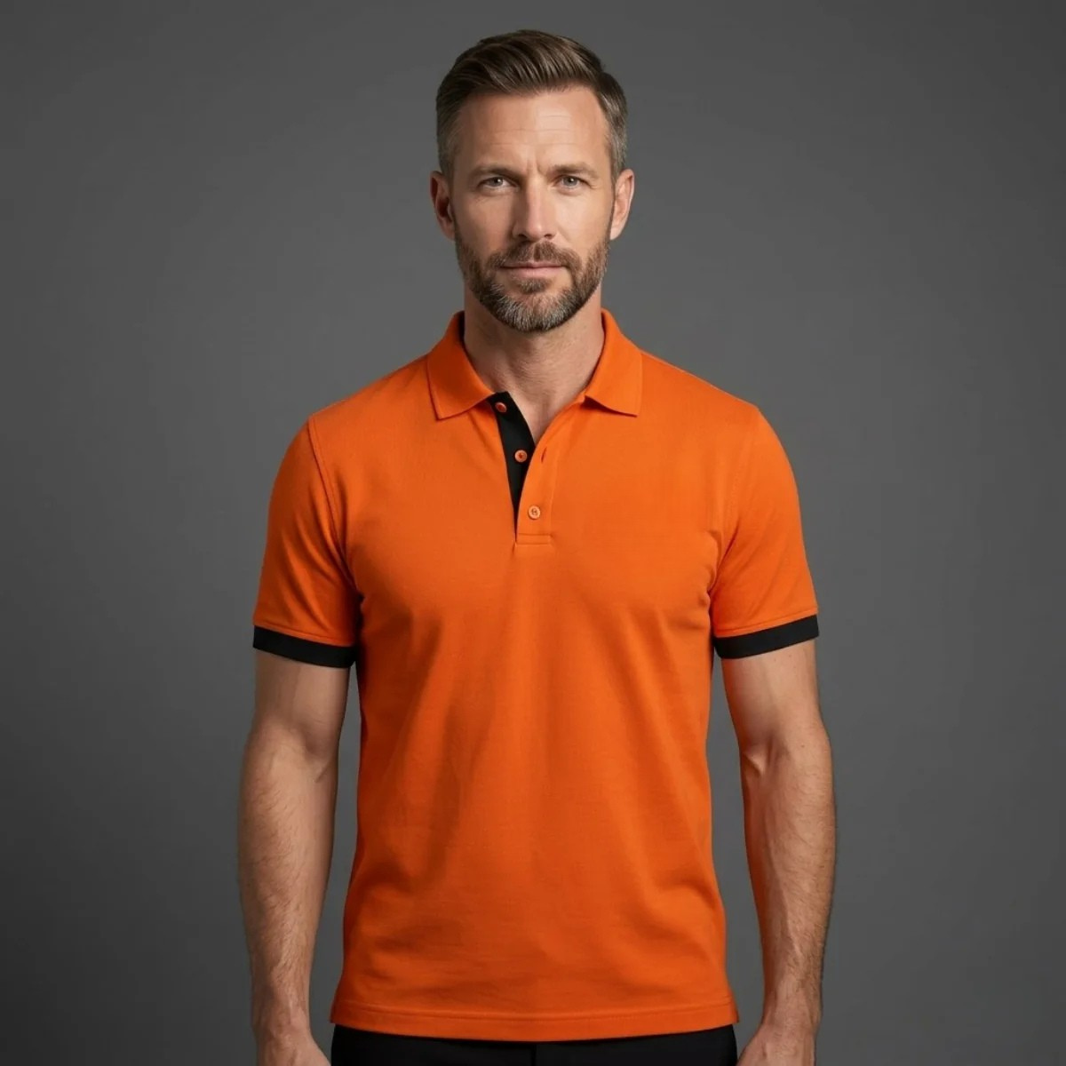 Homme Polo Manches Courtes avec Col Contrasté et Coupe Ajustée