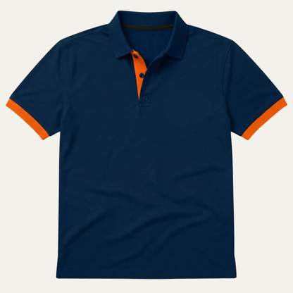 Homme Polo Manches Courtes avec Col Contrasté et Coupe Ajustée