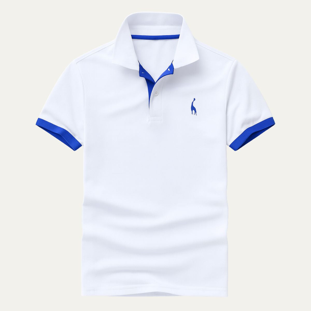 Homme Polo Manches Courtes avec Col Contrasté et Logo Brodé