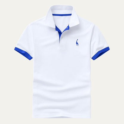 Homme Polo Manches Courtes avec Col Contrasté et Logo Brodé