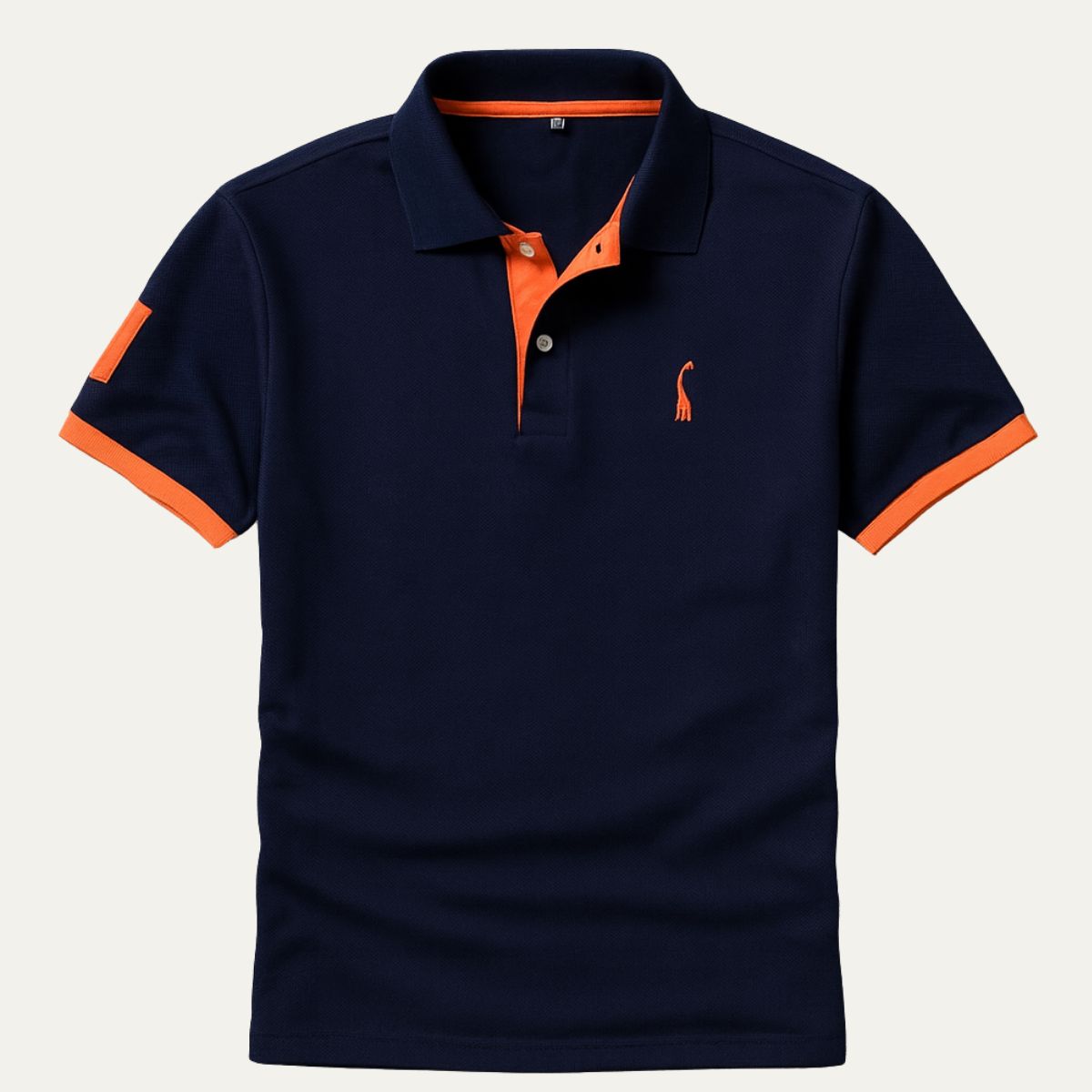 Homme Polo Manches Courtes avec Col Contrasté et Logo Brodé