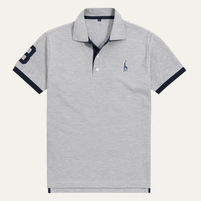 Homme Polo Manches Courtes avec Col Contrasté et Logo Brodé