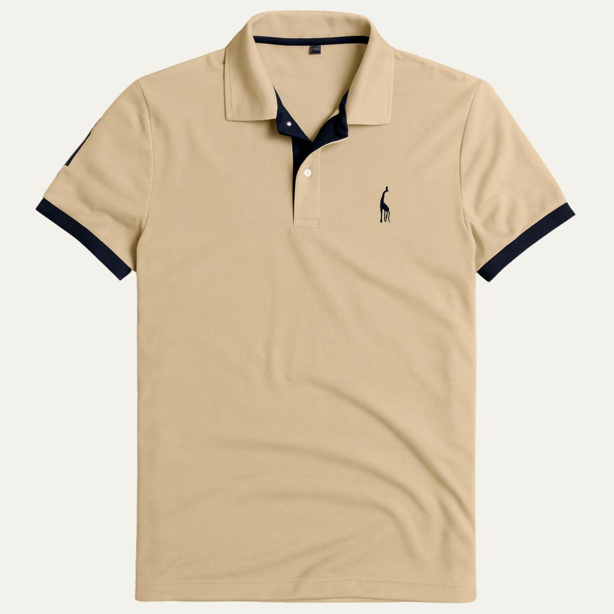 Homme Polo Manches Courtes avec Col Contrasté et Logo Brodé