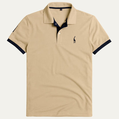 Homme Polo Manches Courtes avec Col Contrasté et Logo Brodé