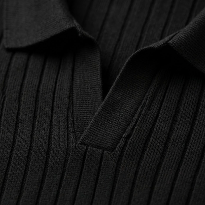 Homme Polo Manches Courtes col Ouvert Slim Fit Texturé