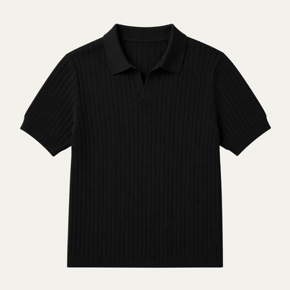 Homme Polo Manches Courtes col Ouvert Slim Fit Texturé