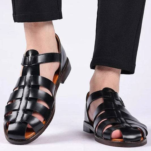 Men's Gladiator Sandals with Multiple Straps and Buckle Closure - 1