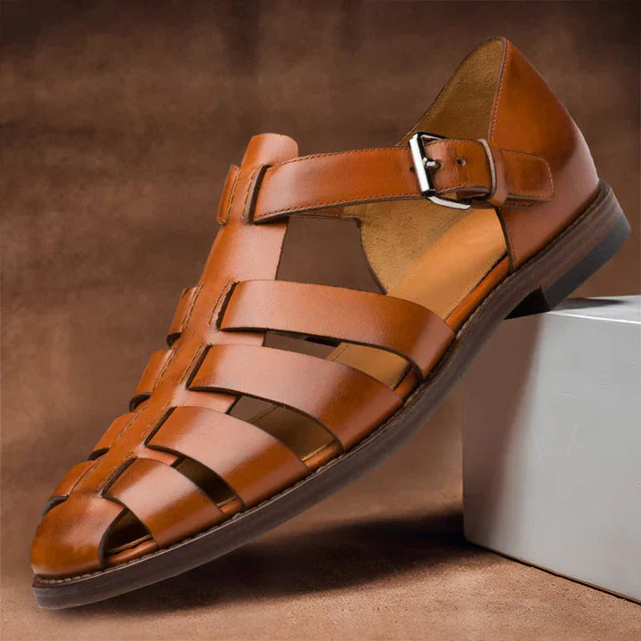 Homme Sandales Gladiateur à Brides Multiples avec Fermeture Boucle