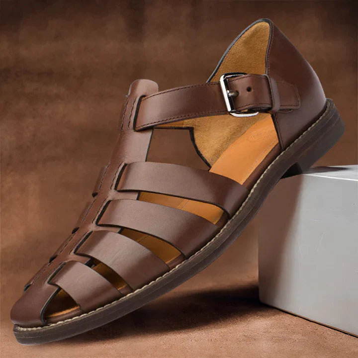 Homme Sandales Gladiateur à Brides Multiples avec Fermeture Boucle