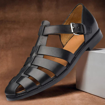 Homme Sandales Gladiateur à Brides Multiples avec Fermeture Boucle
