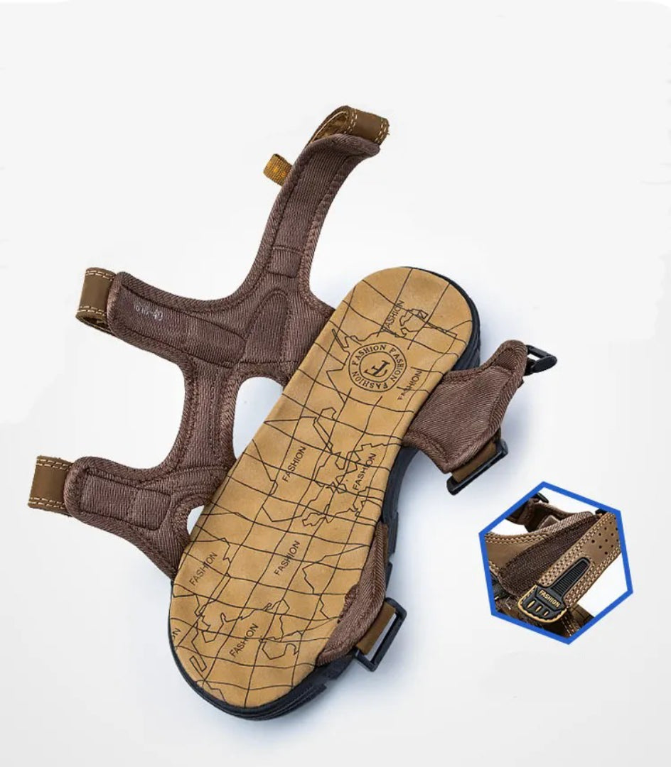 Homme Sandales Open Toe avec Fermeture Velcro Réglable et Semelle Épaisse