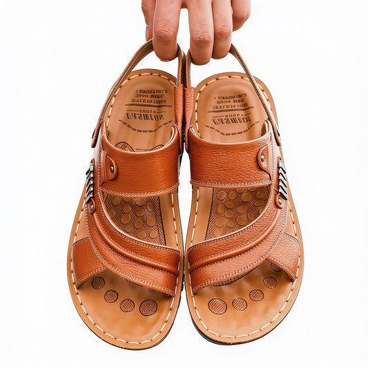 Men's Open Sandals with Adjustable Straps and Padded Sole - 1