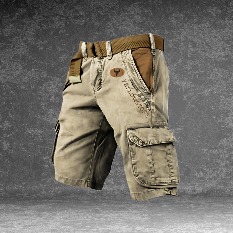 Homme Short Cargo Multi-Poches avec Ceinture