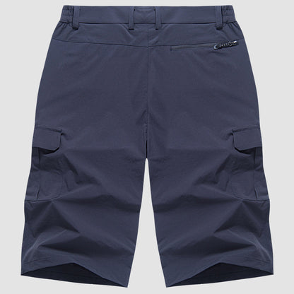 Homme Short Cargo Trois-Quarts avec Poches Latérales et Fermeture Zippée
