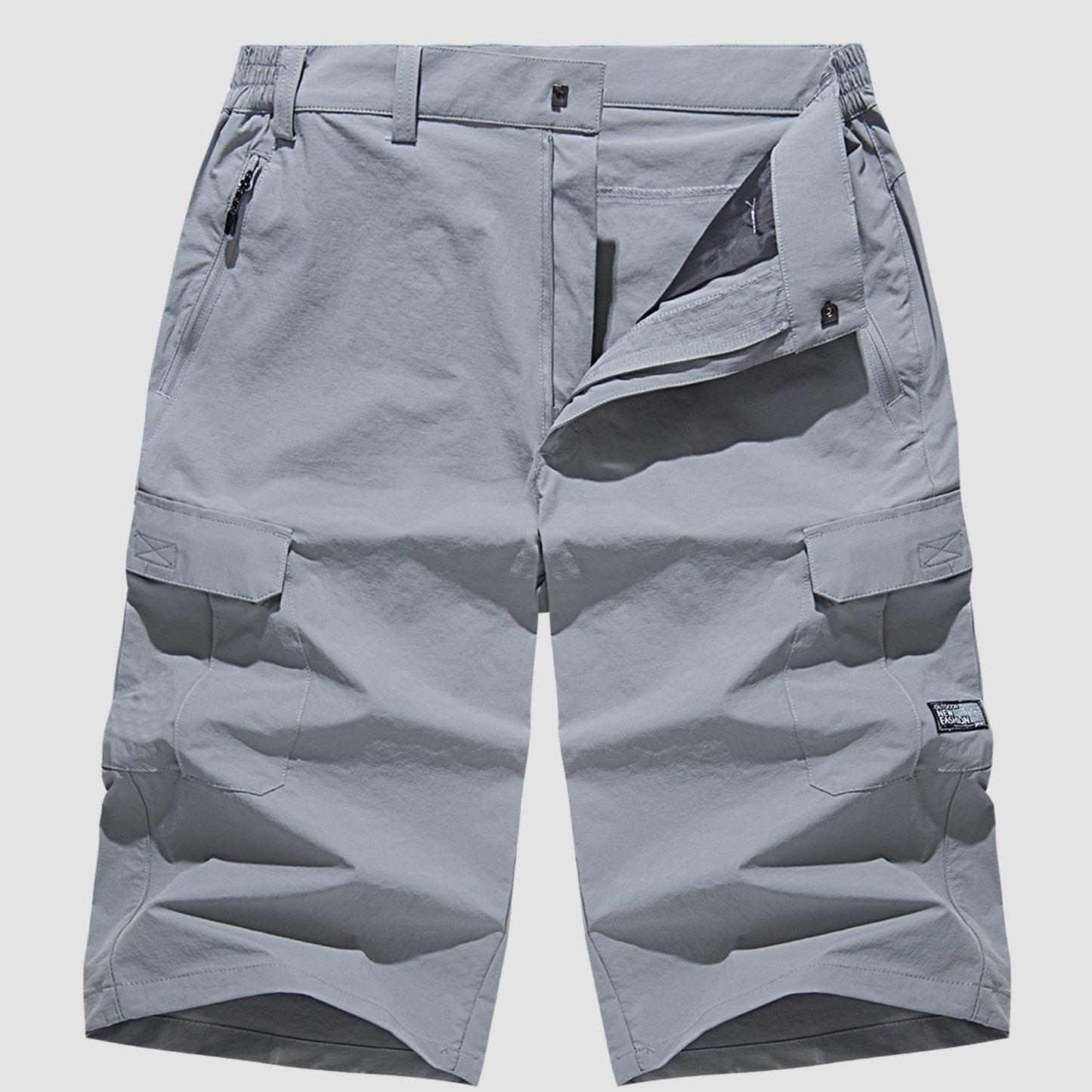 Homme Short Cargo Trois-Quarts avec Poches Latérales et Fermeture Zippée