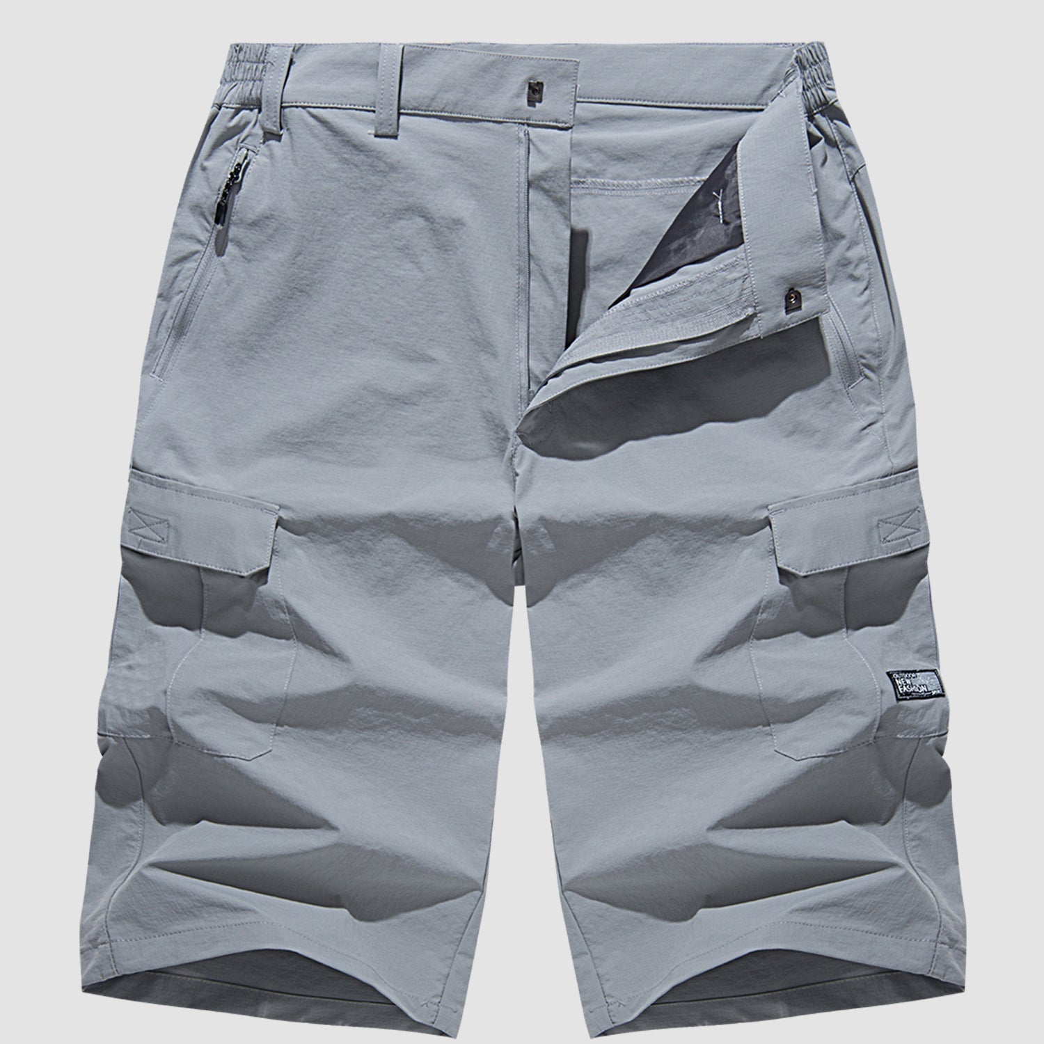 Homme Short Cargo Trois-Quarts avec Poches Latérales et Fermeture Zippée