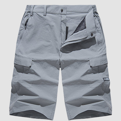 Homme Short Cargo Trois-Quarts avec Poches Latérales et Fermeture Zippée