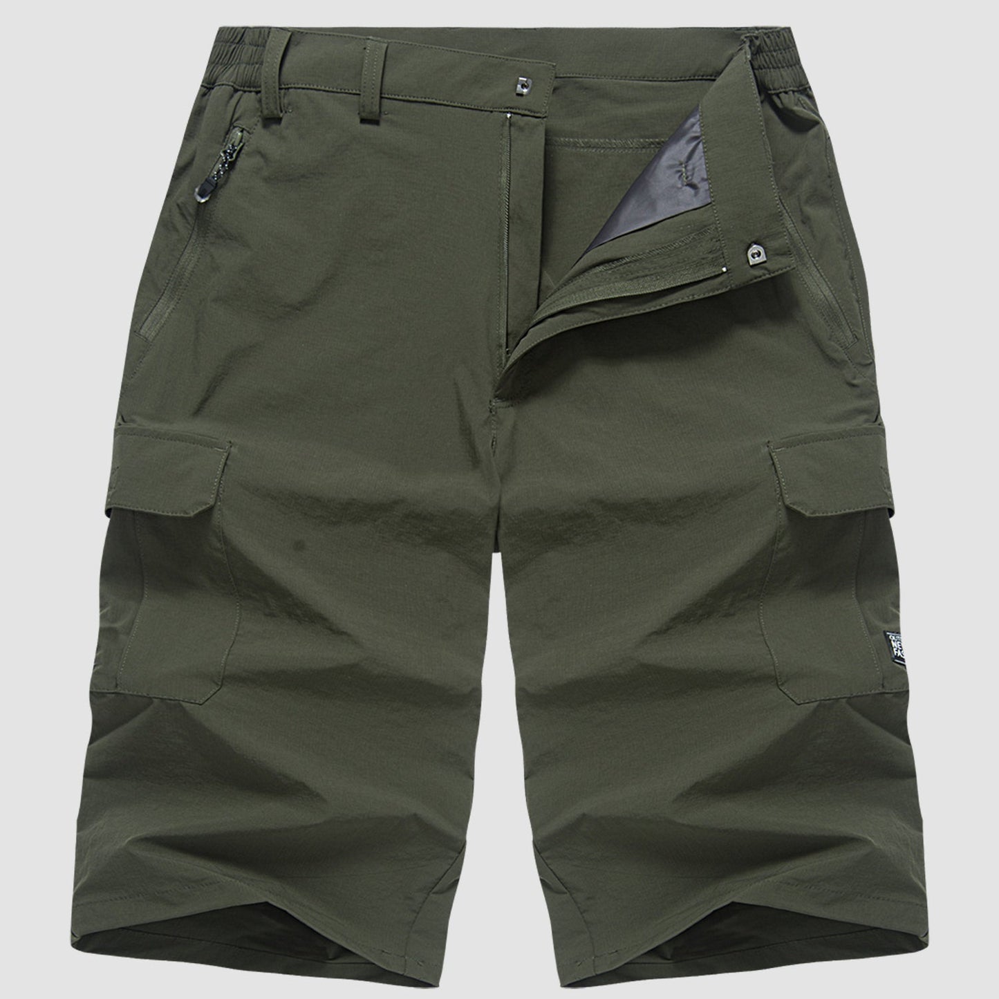 Homme Short Cargo Trois-Quarts avec Poches Latérales et Fermeture Zippée