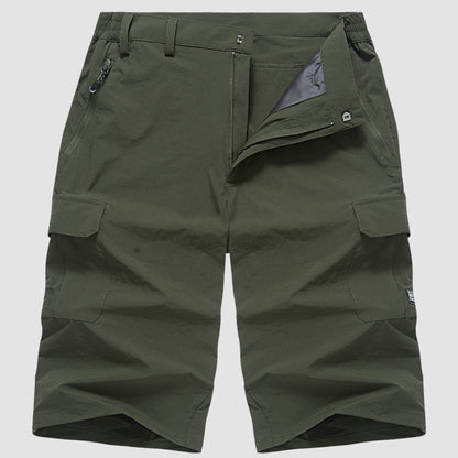 Homme Short Cargo Trois-Quarts avec Poches Latérales et Fermeture Zippée