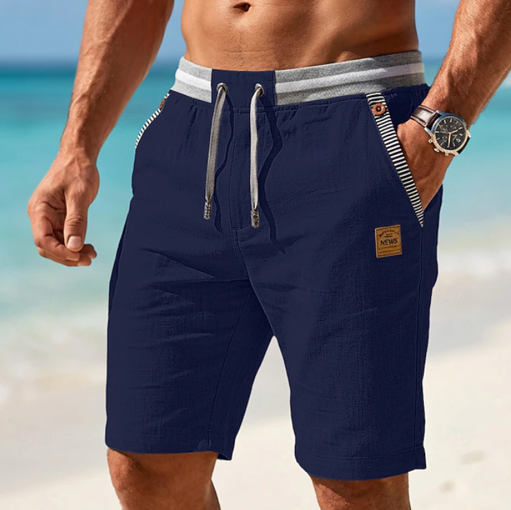 Homme Short Casual avec Cordon de Serrage et Ceinture Élastique Rayée