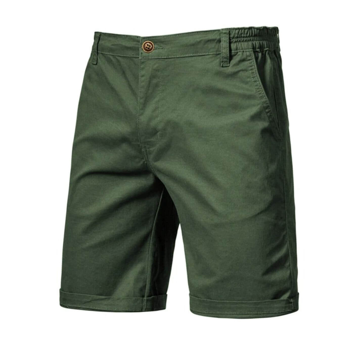 Homme Short Chino avec Ceinture Élastique et Revers