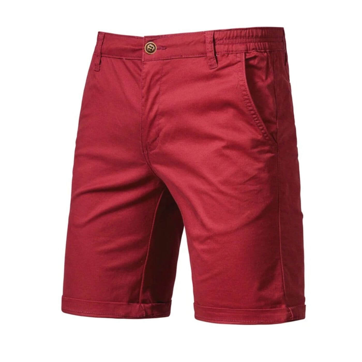 Homme Short Chino avec Ceinture Élastique et Revers