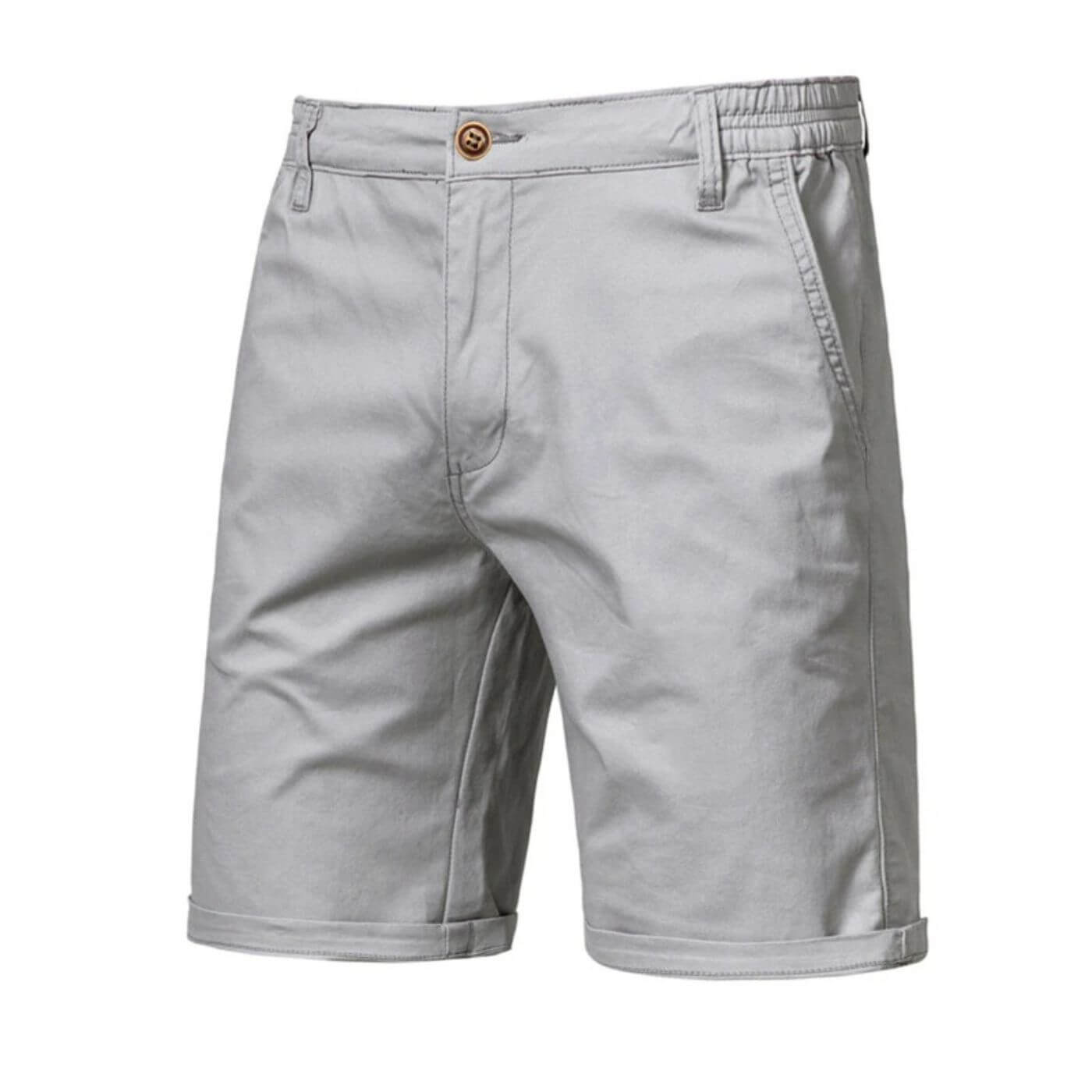 Homme Short Chino avec Ceinture Élastique et Revers