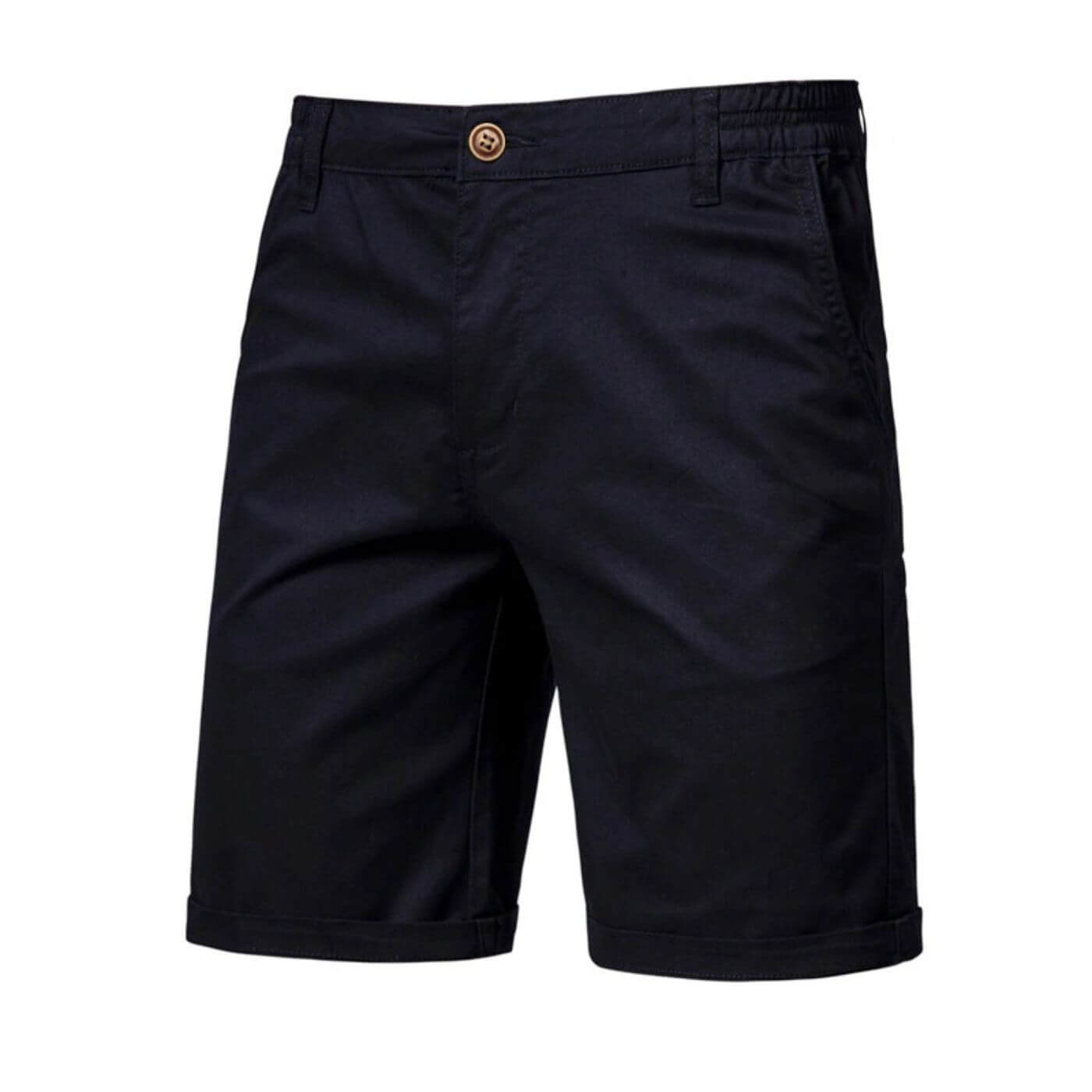 Homme Short Chino avec Ceinture Élastique et Revers
