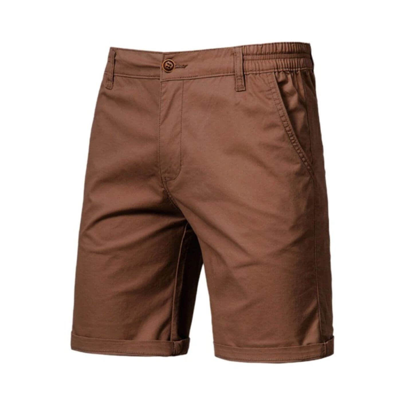 Homme Short Chino avec Ceinture Élastique et Revers