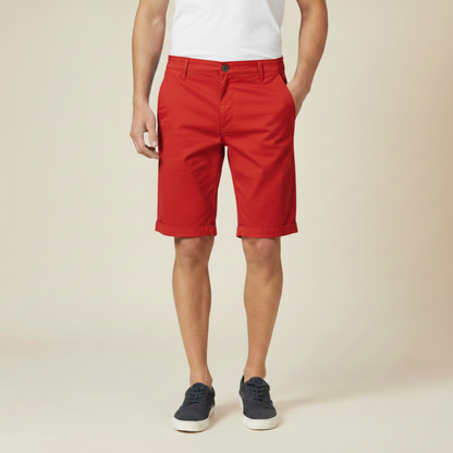 Homme Short Chino avec Ceinture Élastique et Revers