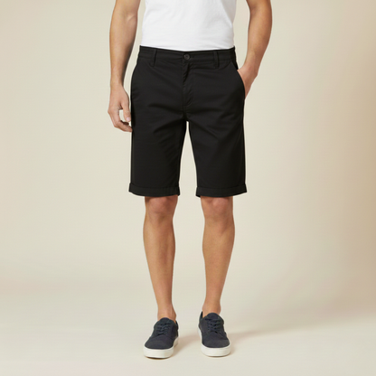 Homme Short Chino avec Ceinture Élastique et Revers