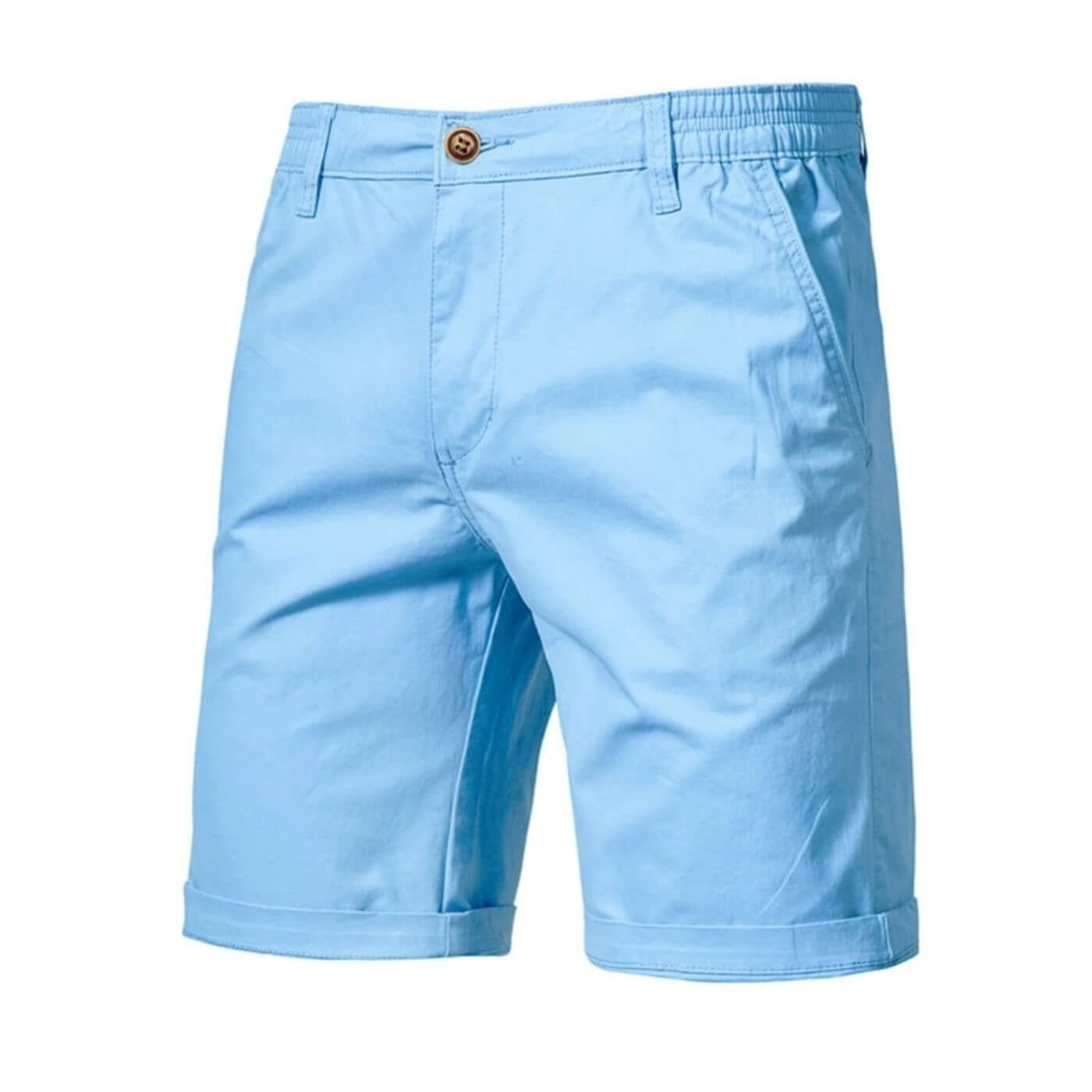 Homme Short Chino avec Ceinture Élastique et Revers