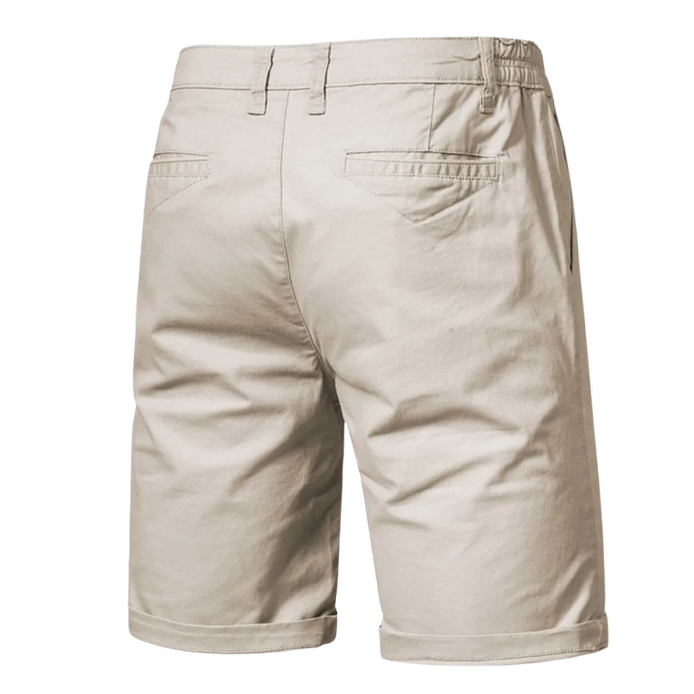 Homme Short Chino avec Ceinture Élastique et Revers