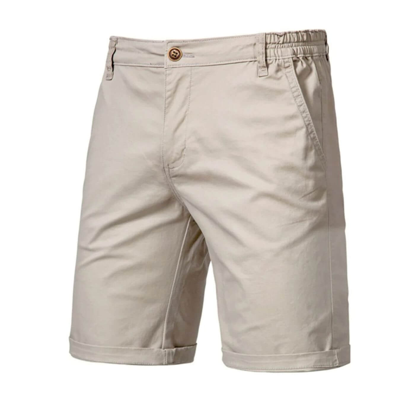 Homme Short Chino avec Ceinture Élastique et Revers
