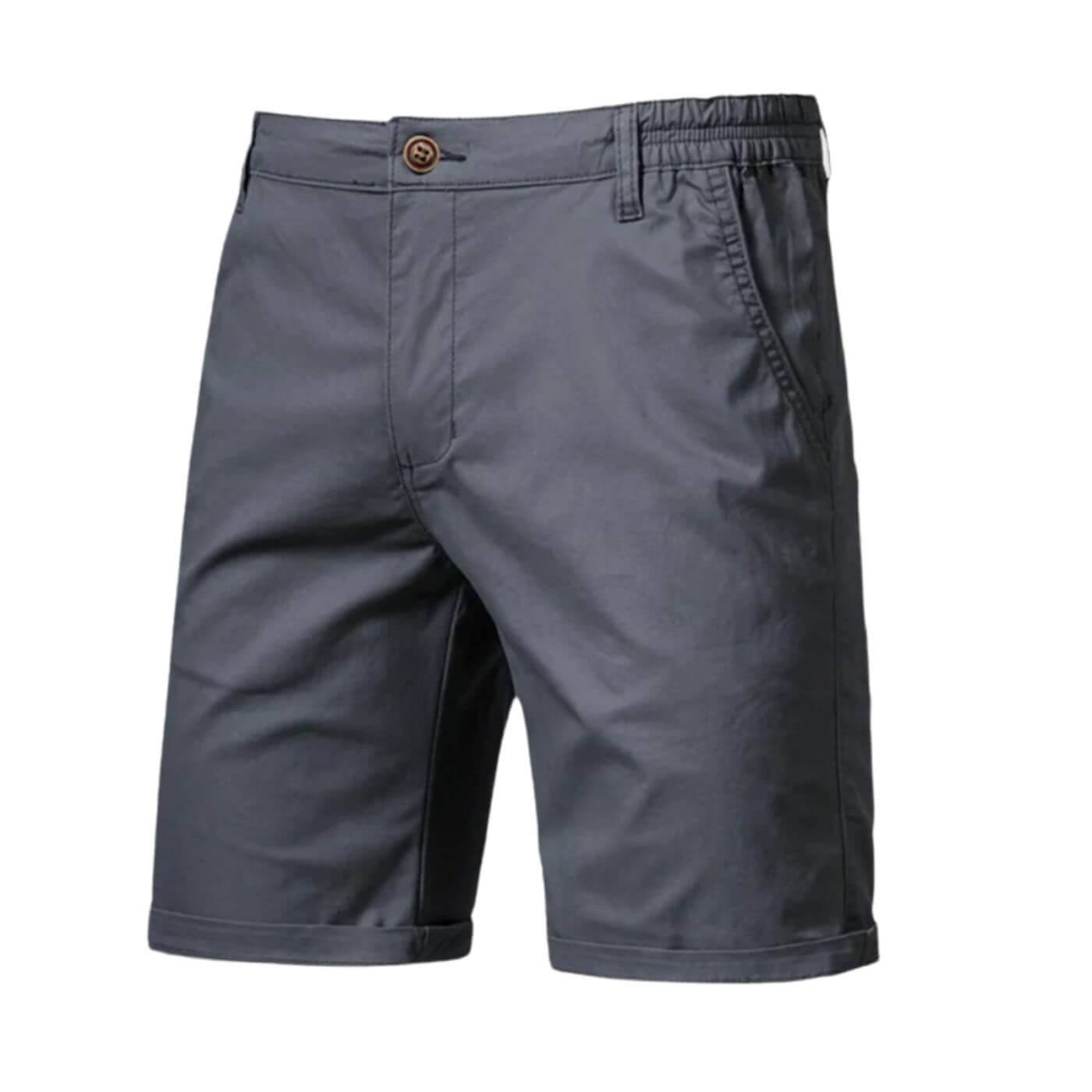 Homme Short Chino avec Ceinture Élastique et Revers