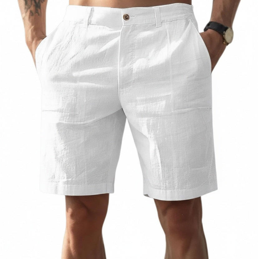 Homme Short Chino Taille Haute avec Poches Latérales et Fermeture Bouton