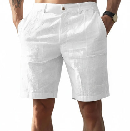 Homme Short Chino Taille Haute avec Poches Latérales et Fermeture Bouton