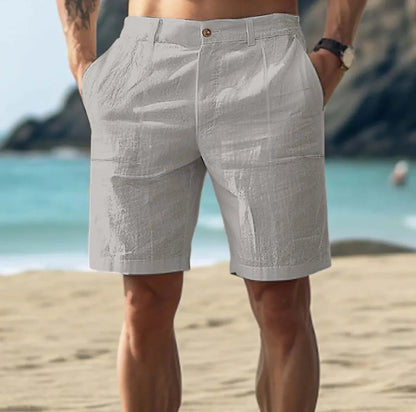 Homme Short Chino Taille Haute avec Poches Latérales et Fermeture Bouton